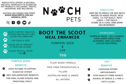  BOOT THE SCOOT MEAL ENHANCER LABEL