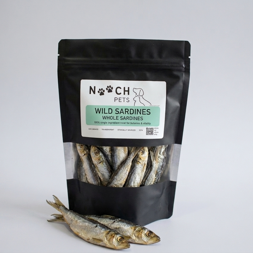 Bag of Noch Pets Wild Sardines on a white background